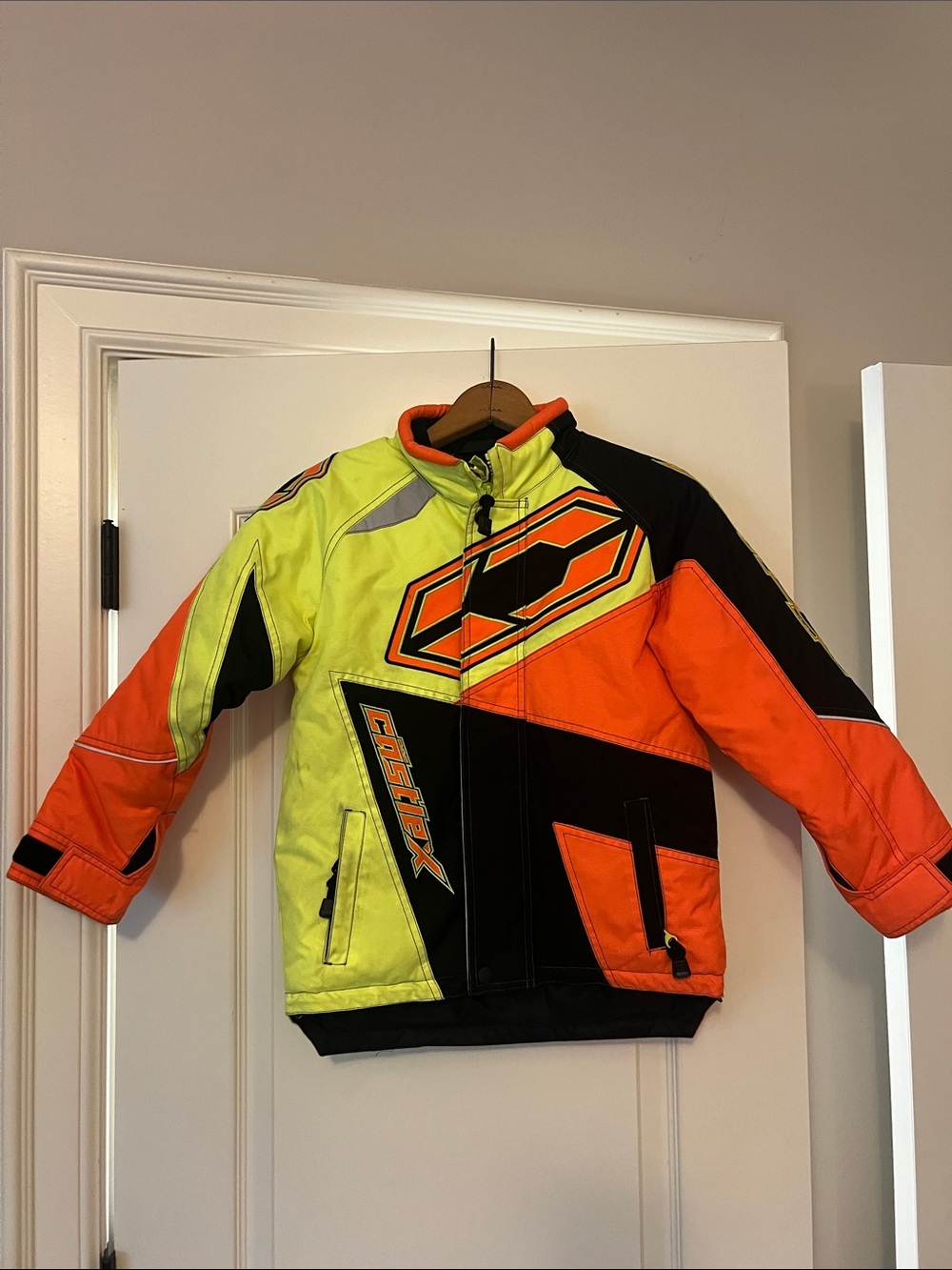 Kids CastleX High-Visibility Colorblock Snowmobile Jacket - Neon Yellow & Orange